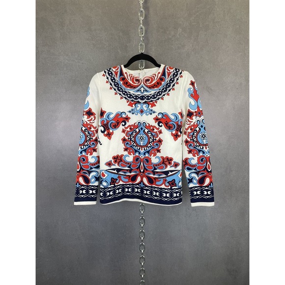 Vintage 60s 70s Psychedelic Printed Long Sleeve‎ Top - Picture 1 of 6